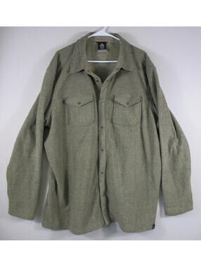 River Edge Mens Button-Up Shirt Jacket Long Sleeve Collared Size 3XL Green